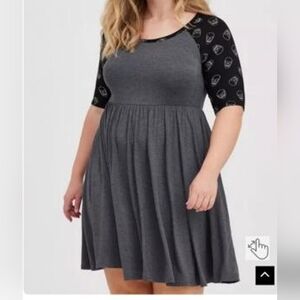 4x Plus Size Torrid Super Soft Skull Print Dress Gray Comfy